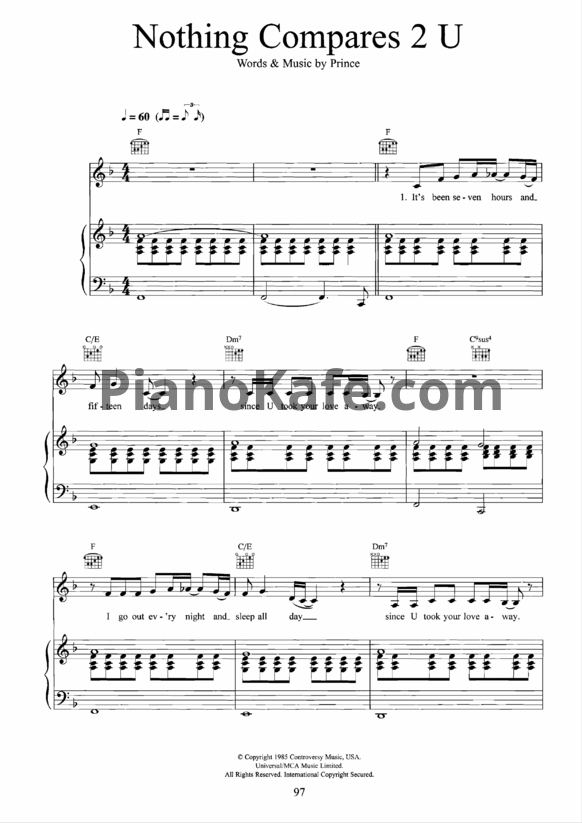 Ноты Sinead O'Connor - Nothing compares 2 U (Версия 2) - PianoKafe.com