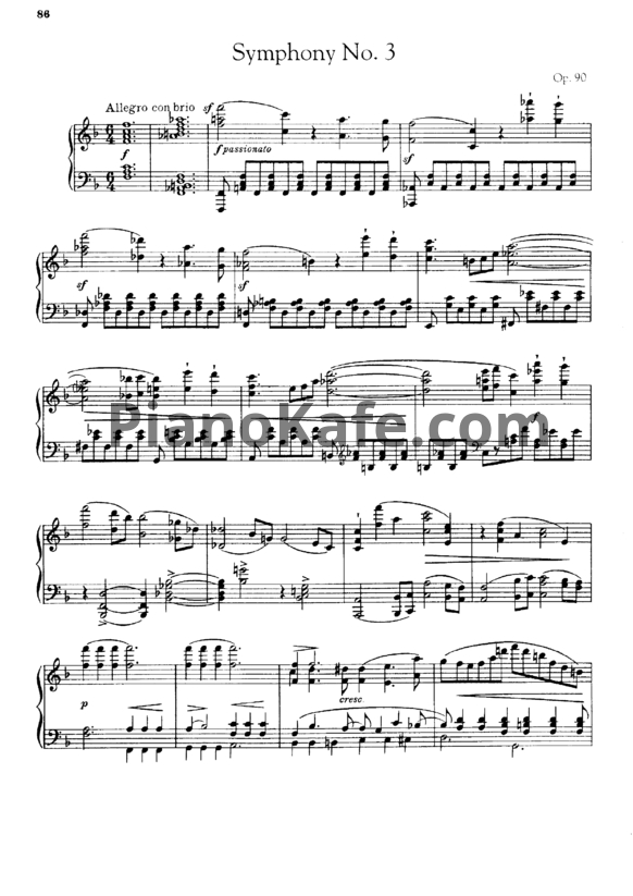 Ноты И. Брамс - Симфония №3 фа мажор (Op. 90) - PianoKafe.com