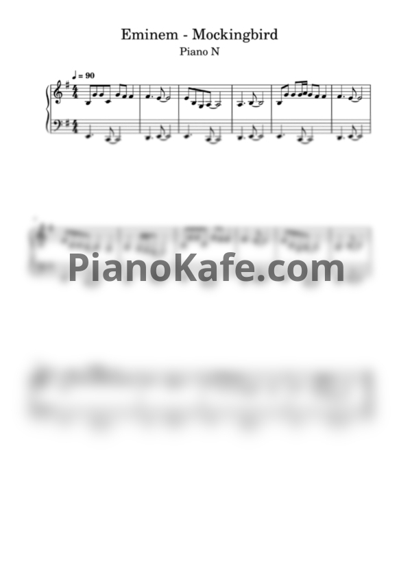 Ноты Eminem - Mockingbird (Piano N cover) - PianoKafe.com