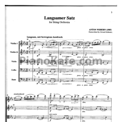 Ноты Антон Веберн - Медленная часть для струнного квартета - предпросмотр