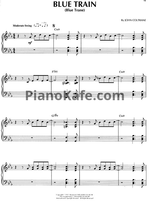 Ноты John Coltrane - Blue train - PianoKafe.com
