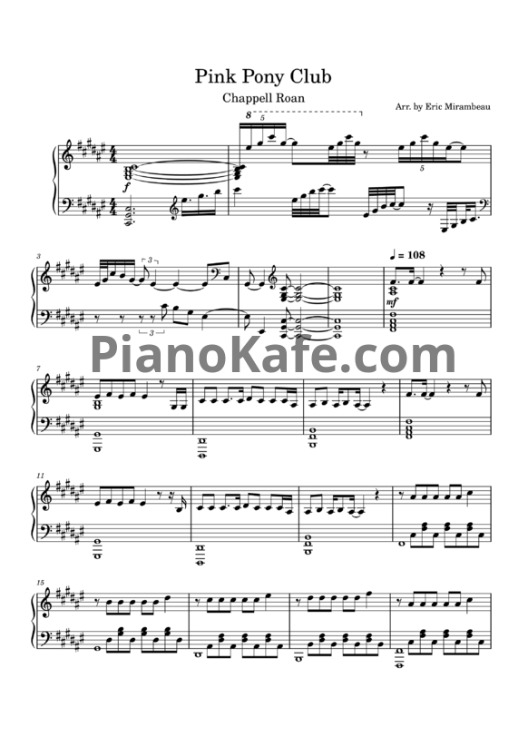 Ноты Chappell Roan - Pink pony club - PianoKafe.com
