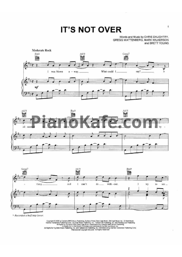 Ноты Daughtry - It's not over - PianoKafe.com