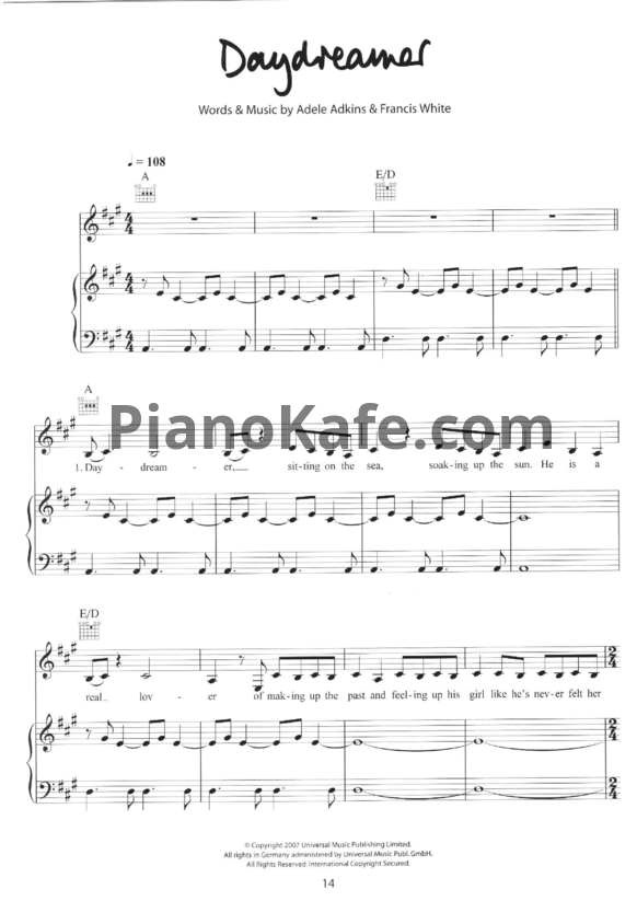 Ноты Adele - Daydreamer - PianoKafe.com