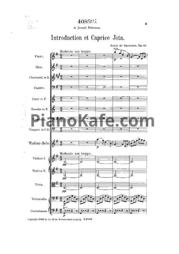 Ноты Пабло де Сарасате - Интродукция и хота в виде каприса (Соч. 41, партитура) - PianoKafe.com