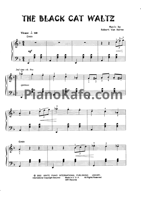 Ноты Robert Van Horne - The black cat waltz - PianoKafe.com