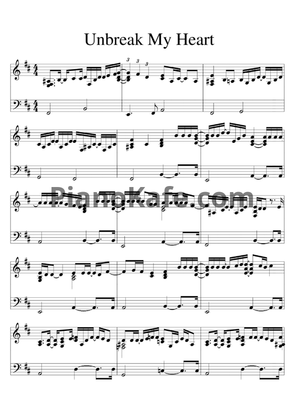 Ноты Toni Braxton - Un-break my heart (Instrumental) - PianoKafe.com