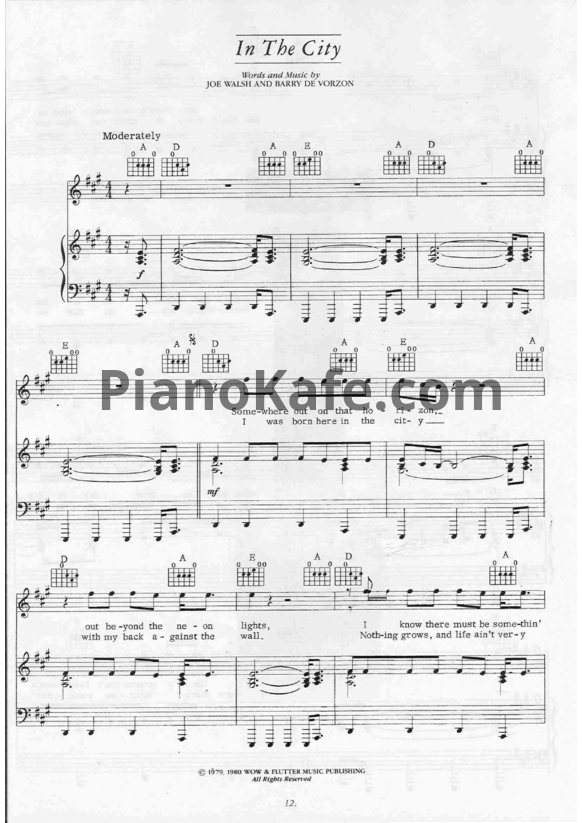 Ноты The Eagles - In the city - PianoKafe.com