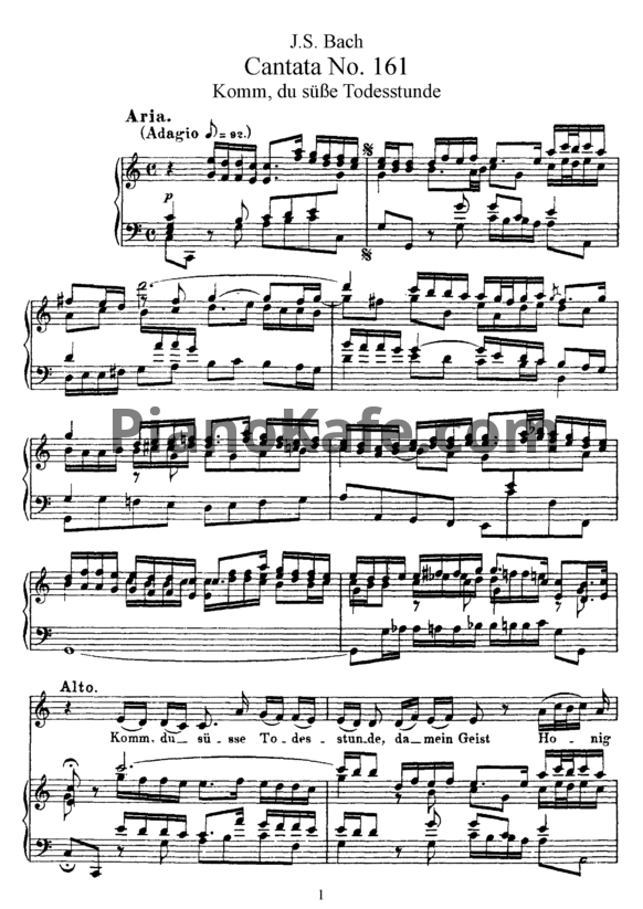 Ноты И. Бах - Кантата №161 "komm, du sube Todesstunde" (BWV 161) - PianoKafe.com