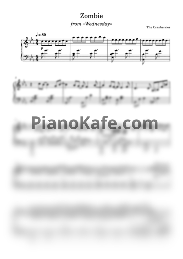 Ноты The Cranberries - Zombie (from "Wednesday") - PianoKafe.com