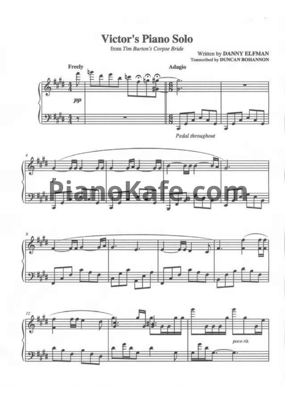 Ноты Danny Elfman - Victor's Piano Solo - PianoKafe.com