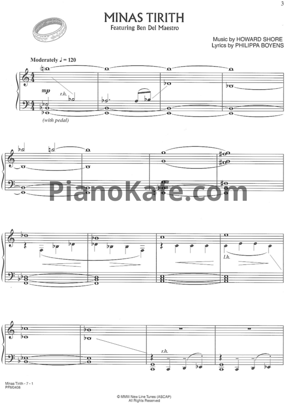 Ноты Howard Shore - Minas tirith - PianoKafe.com