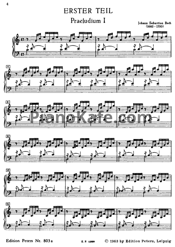 Ноты И. Бах - Хорошо темперированный клавир. Том 1 (Редакция А. Кройца и Г. Келлера) - PianoKafe.com