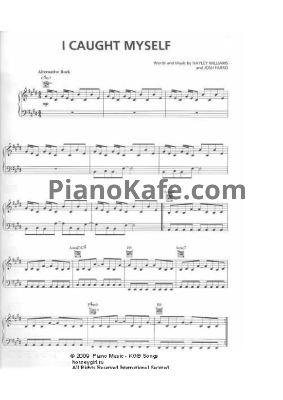 Ноты Paramore - I caught myself - PianoKafe.com