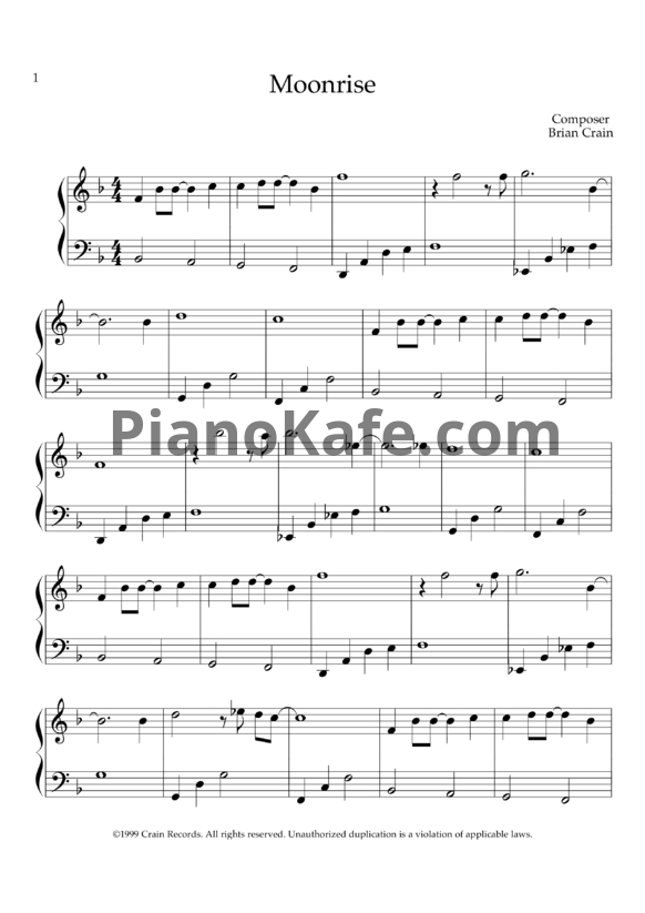 Ноты Brian Crain - Moonlight - PianoKafe.com
