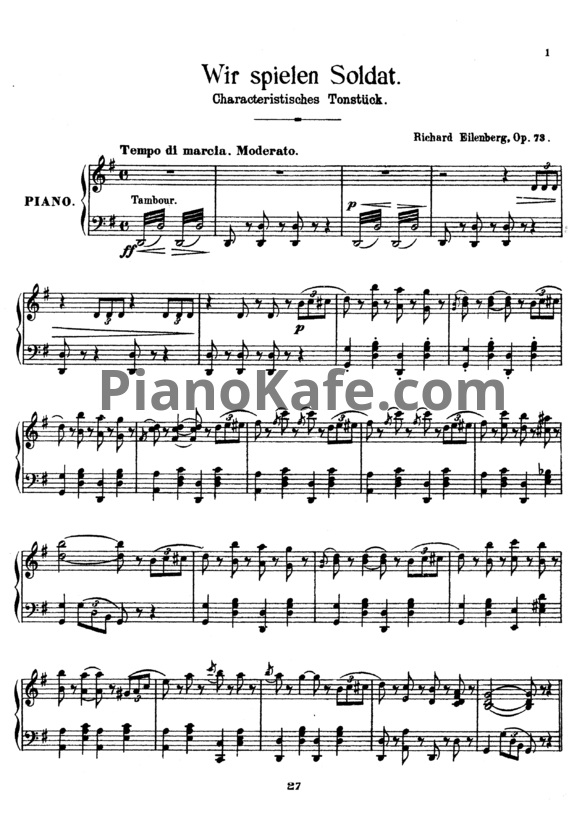Ноты Р. Эйленберг - Wir spielen Soldat (Op. 73) - PianoKafe.com