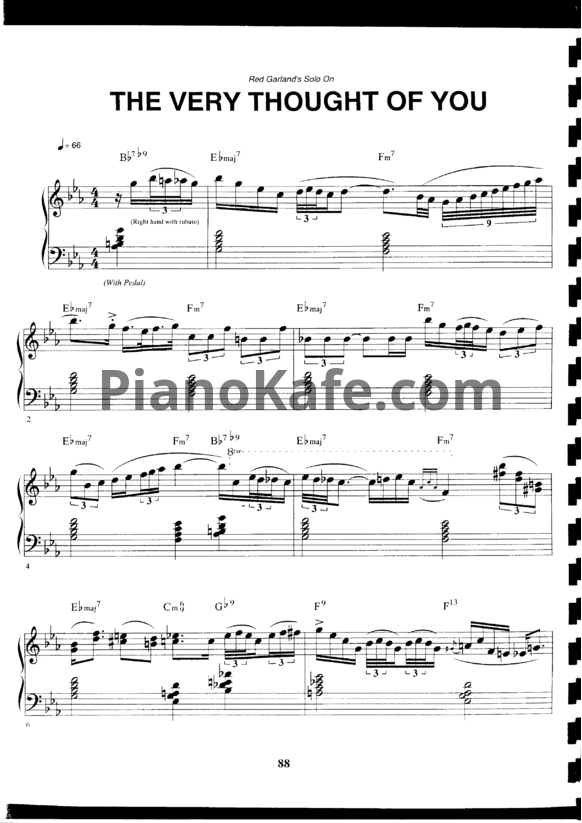 Ноты Red Garland - The very thought of you (Piano solo) - PianoKafe.com
