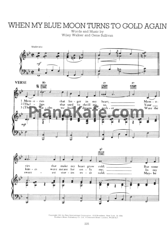 Ноты Elvis Presley - When my blue moon turns to gold again - PianoKafe.com