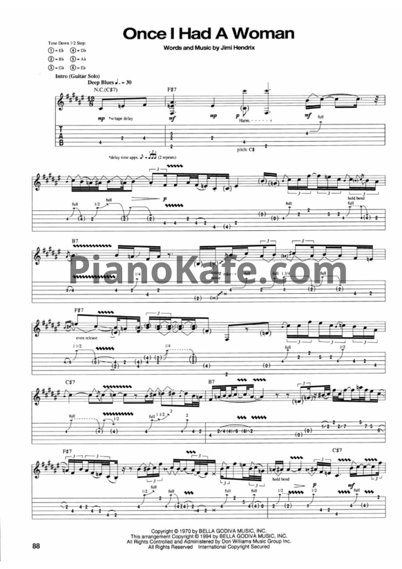 Ноты Jimi Hendrix - Once I had a woman - PianoKafe.com