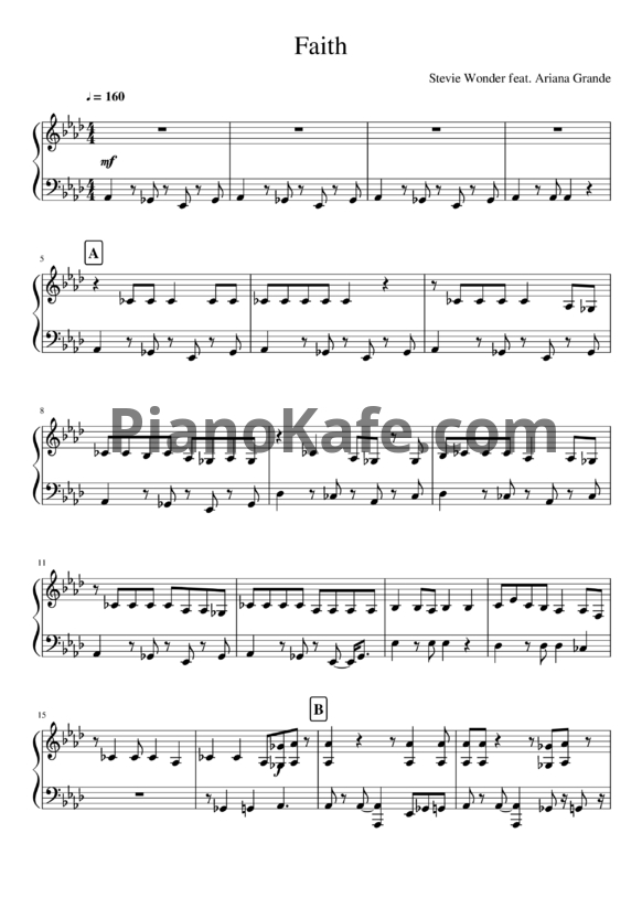 Ноты Stevie Wonder feat. Ariana Grande - Faith - PianoKafe.com