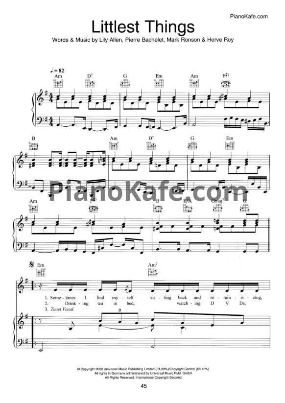 Ноты Lily Allen - Littlest Things - PianoKafe.com
