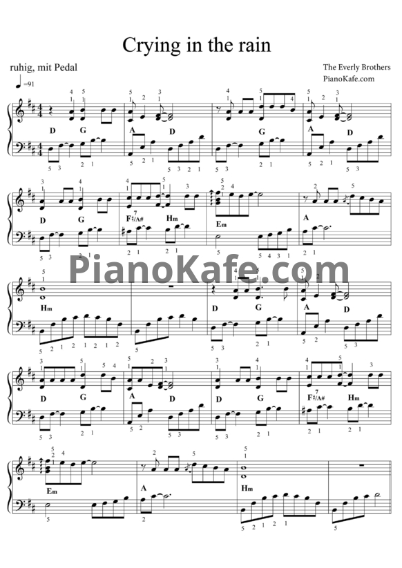 Ноты The Everly Brothers - Crying in the Rain - PianoKafe.com