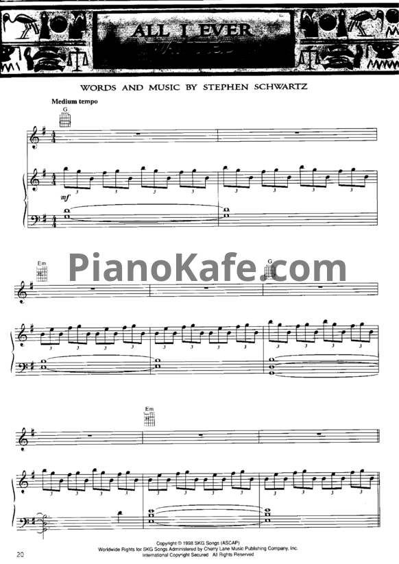 Ноты Hans Zimmer, Stephen Schwartz - The prince of Egypt (Книга нот) - PianoKafe.com