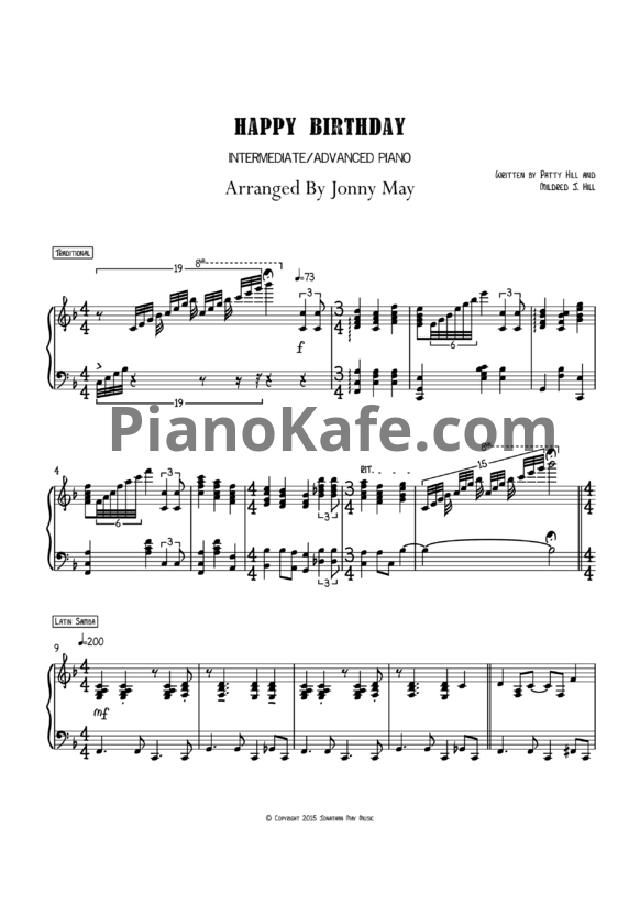 Ноты Jonny May - Happy Birthday! (Jazzy piano arrangement) - PianoKafe.com