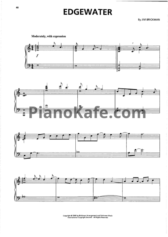 Ноты Jim Brickman - Edgewater - PianoKafe.com