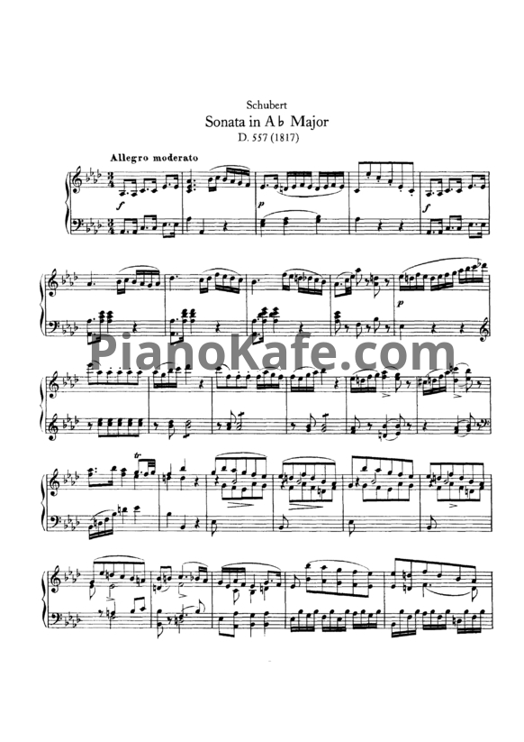 Ноты Франц Шуберт - Соната ля-бемоль мажор (D. 557) - PianoKafe.com