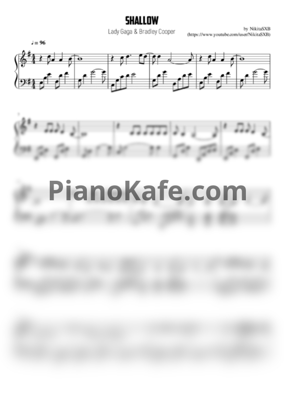 Ноты Lady Gaga feat. Bradley Cooper - Shallow (Версия 2) - PianoKafe.com