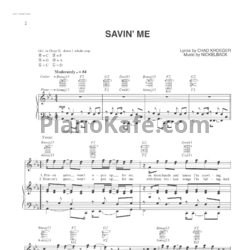 Ноты Nickelback - Savin' me - предпросмотр