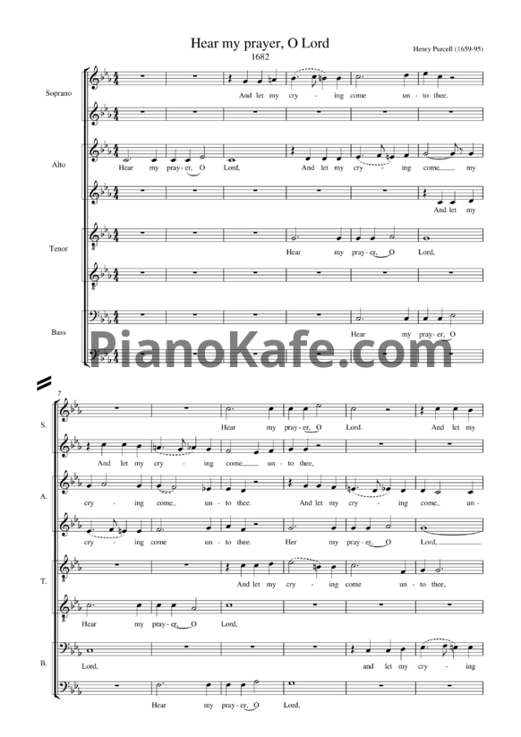 Ноты Генри Пёрселл - Антем "Hear my prayer, O Lord" (Z 15) - PianoKafe.com