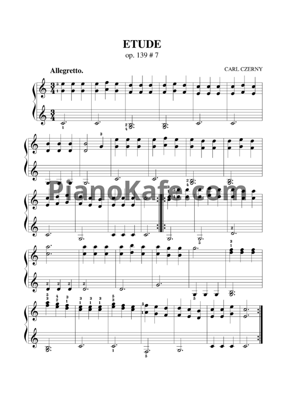 Ноты Карл Черни - Этюд №2 (Соч.139, №7) - PianoKafe.com