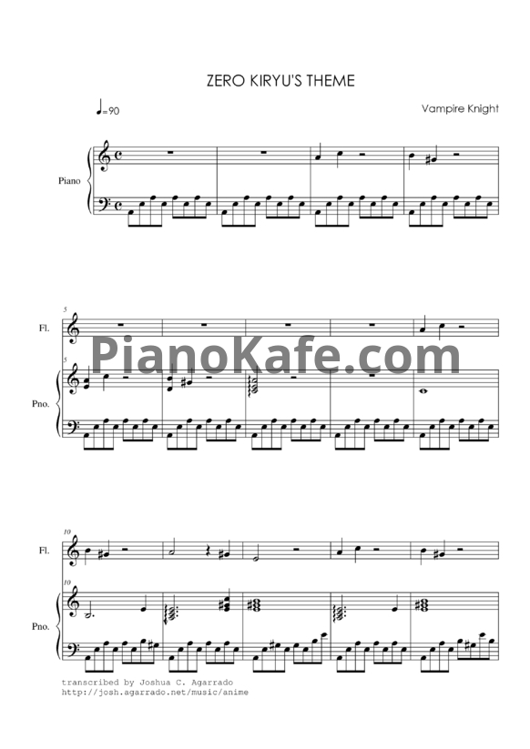 Ноты Takefumi Haketa - Zero Kiryu theme - PianoKafe.com