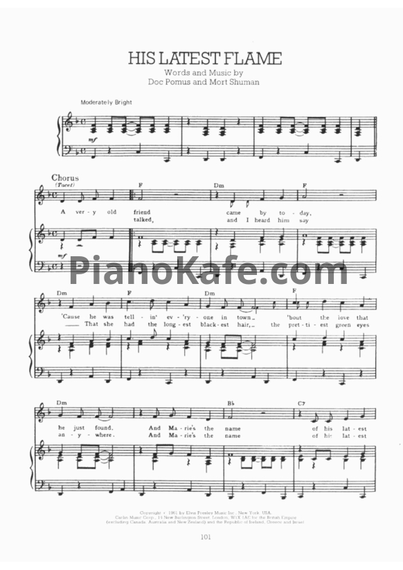 Ноты Elvis Presley - His latest flame - PianoKafe.com