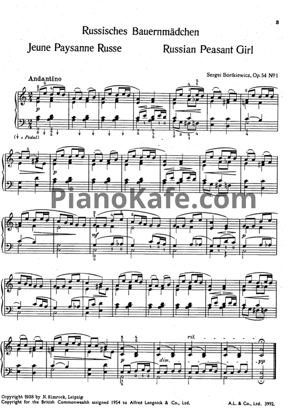 Ноты С. Борткевич - Марионетки (Op. 54) - PianoKafe.com