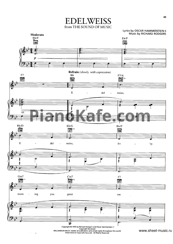 Ноты Richard Rodgers - Edelweiss - PianoKafe.com