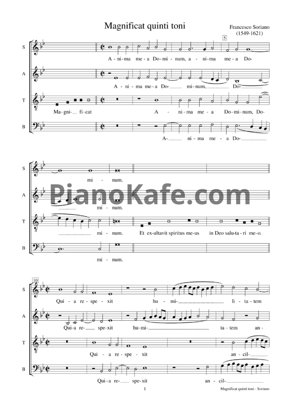 Ноты Ф. Сориано - Magnificat quinti toni - PianoKafe.com