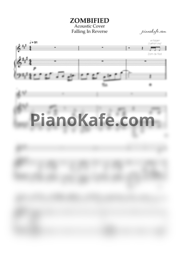 Ноты Falling In Reverse - ZOMBIFIED - PianoKafe.com