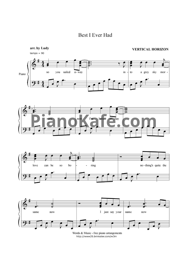 Ноты Vertical Horizon - Best I ever had - PianoKafe.com