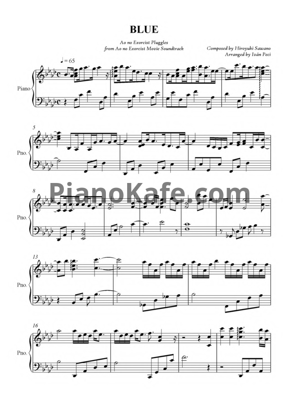 Ноты Hiroyuli Sawano - Blue - PianoKafe.com