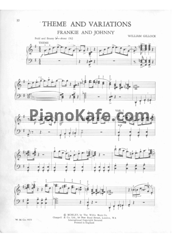 Ноты William Gillock - Theme and variations "Frankie and Johnny" - PianoKafe.com