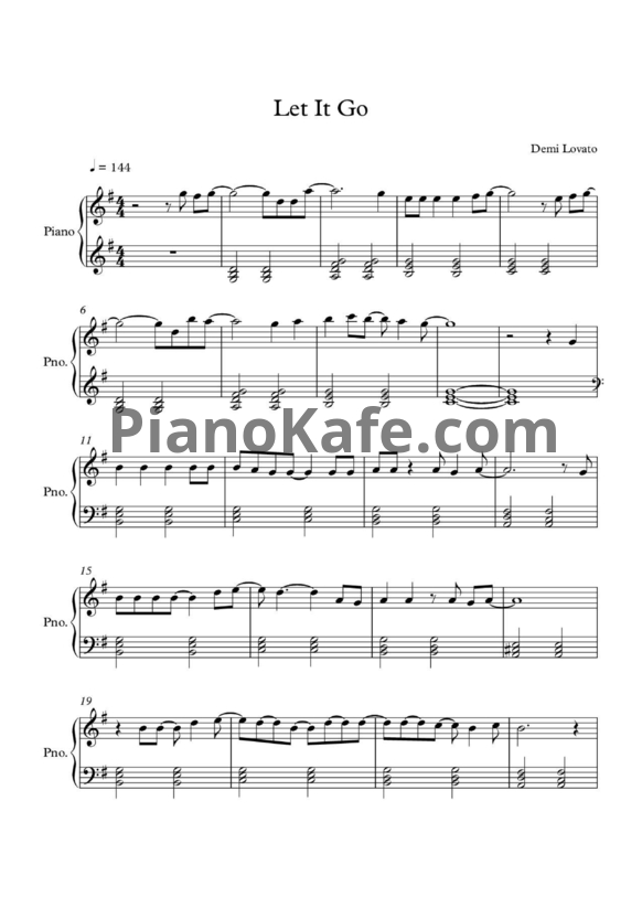 Ноты Demi Lovato - Let it go - PianoKafe.com