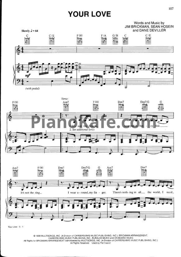 Ноты Jim Brickman - Your love - PianoKafe.com