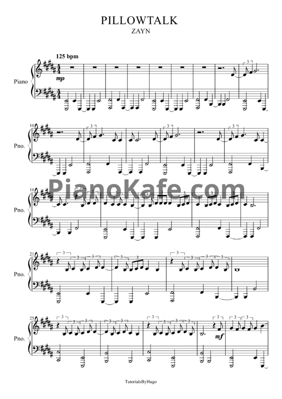 Ноты Zayn - Pillowtalk - PianoKafe.com