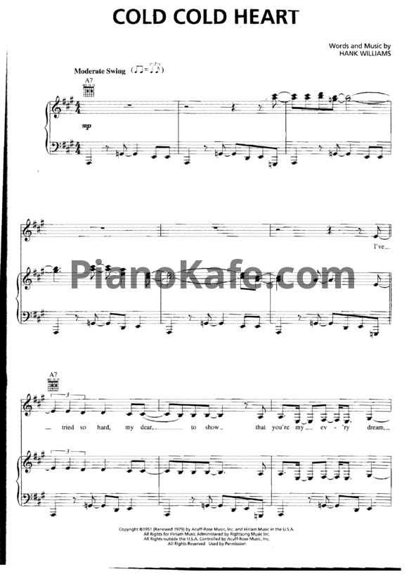 Ноты Norah Jones - Cold cold heart - PianoKafe.com