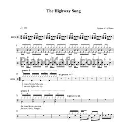 Ноты System of a Down - The highway song - предпросмотр