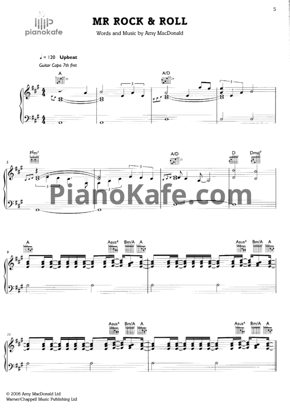 Ноты Amy Macdonald - Mr Rock & Roll - PianoKafe.com