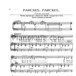 Ноты Dalida feat. Alain Delon - Paroles...Paroles... - предпросмотр